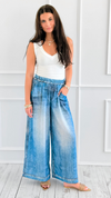 Drifted Denim Print Italian Pants-100 Pants-Italianissimo-Coastal Bloom Boutique, find the trendiest versions of the popular styles and looks Located in Indialantic, FL