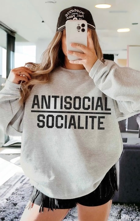 Antisocial Socialite Graphic Sweatshirt-120 Graphic-WKNDER-Coastal Bloom Boutique, find the trendiest versions of the popular styles and looks Located in Indialantic, FL