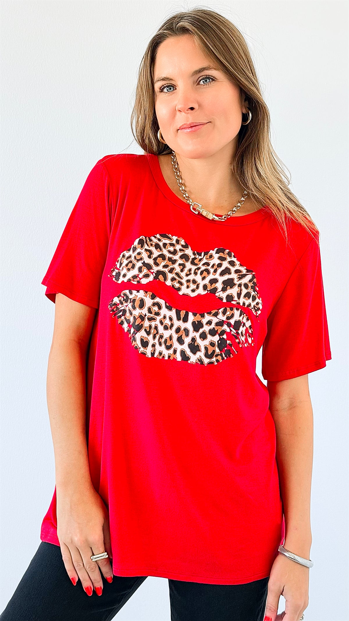 Wild Lips Top-110 Short Sleeve Tops-Heimish-Coastal Bloom Boutique, find the trendiest versions of the popular styles and looks Located in Indialantic, FL