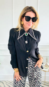 Midnight Spark Blouse-110 Long Sleeve Tops-A. Peach-Coastal Bloom Boutique, find the trendiest versions of the popular styles and looks Located in Indialantic, FL