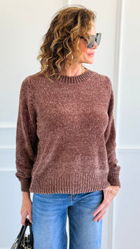 Cuddle Cloud Chenille Sweater-Brown-140 Sweaters-Zenana-Coastal Bloom Boutique, find the trendiest versions of the popular styles and looks Located in Indialantic, FL