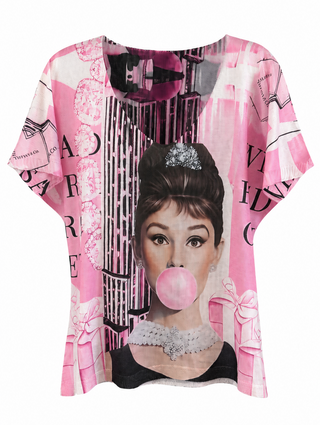 Breakfast Girl V- Neck Monaco Italian Top- Pink