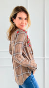 Custom CB Rose Crest Plaid Top-130 Long Sleeve Tops-mystree / Holly-Coastal Bloom Boutique, find the trendiest versions of the popular styles and looks Located in Indialantic, FL