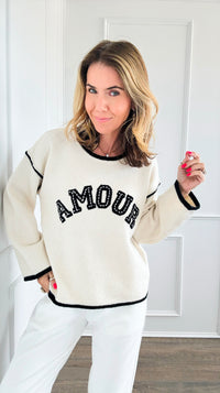 Pearled Amour Italian Sweater- Ecru-140 Sweaters-Italianissimo-Coastal Bloom Boutique, find the trendiest versions of the popular styles and looks Located in Indialantic, FL