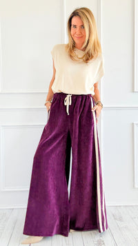 Tracked Threads Italian Palazzo- Plum-100 Pants-AZUL MONACO-Coastal Bloom Boutique, find the trendiest versions of the popular styles and looks Located in Indialantic, FL