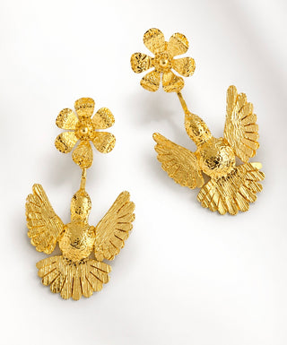 Gold Hummingbird Earring
