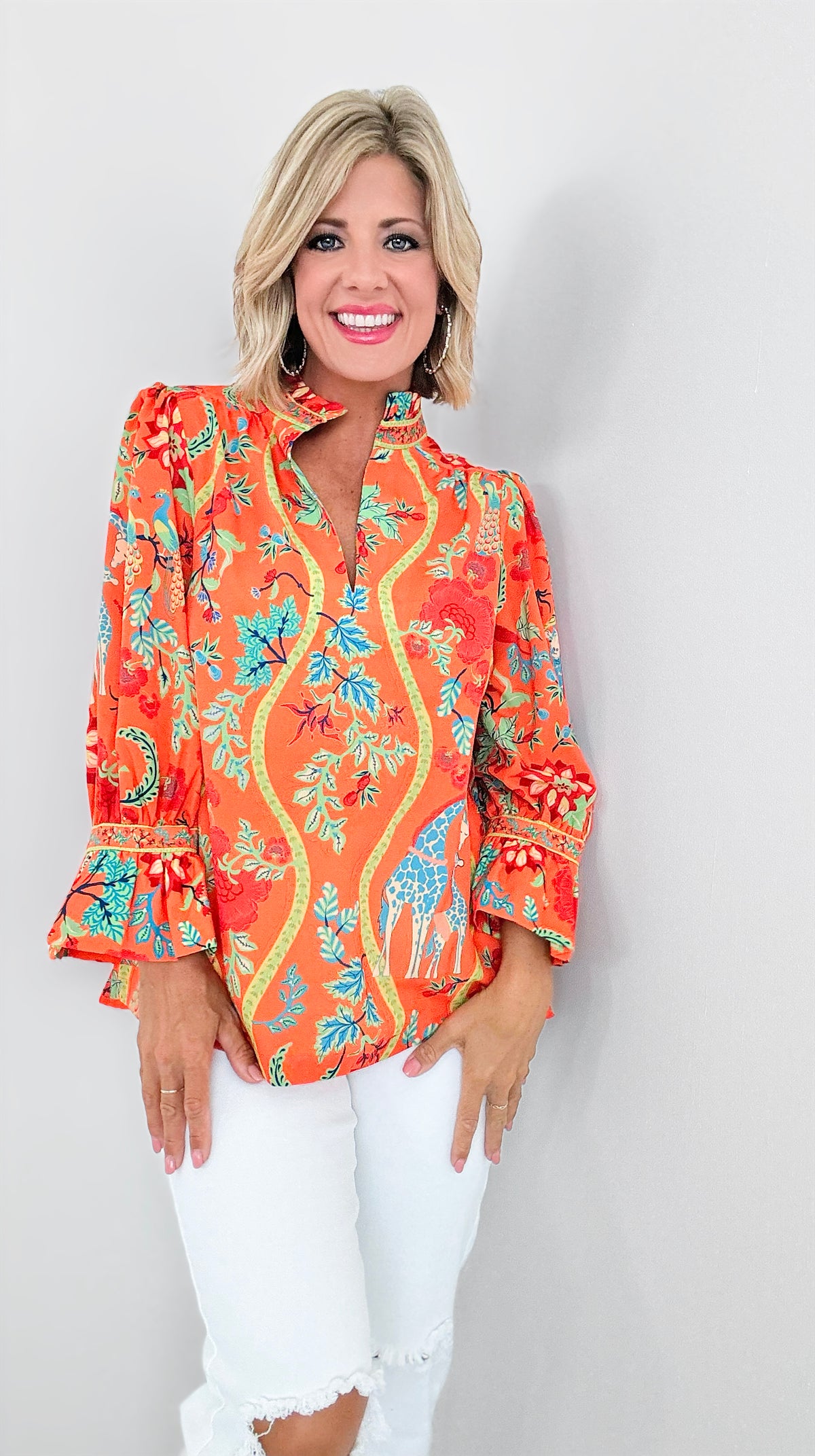 Savannah Dreamscape Blouse-130 Long Sleeve Tops-Gretchen Scott-Coastal Bloom Boutique, find the trendiest versions of the popular styles and looks Located in Indialantic, FL