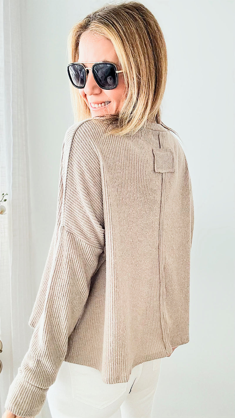 Ribbed Dolman Sweater - H Mocha-130 Long Sleeve Tops-Zenana-Coastal Bloom Boutique, find the trendiest versions of the popular styles and looks Located in Indialantic, FL