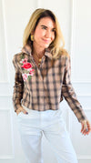 CB Custom - Wildflower Plans Button Down Top-110 Long Sleeve Tops-Active Basic / Holly-Coastal Bloom Boutique, find the trendiest versions of the popular styles and looks Located in Indialantic, FL