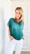 Sleek Short Sleeve Blouse-110 Short Sleeve Tops-YELETE-Coastal Bloom Boutique, find the trendiest versions of the popular styles and looks Located in Indialantic, FL