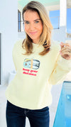 Embroidered Keep Your Distance Sweatshirt-130 Long Sleeve Tops-Bailey Rose-Coastal Bloom Boutique, find the trendiest versions of the popular styles and looks Located in Indialantic, FL