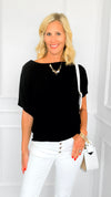 Cool Breeze Boatneck Top - Black-110 Short Sleeve Tops-Charlotte Avery-Coastal Bloom Boutique, find the trendiest versions of the popular styles and looks Located in Indialantic, FL