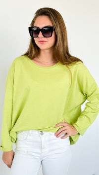 Upscale Comfort Italian Pullover - Lime-140 Sweaters-Italianissimo-Coastal Bloom Boutique, find the trendiest versions of the popular styles and looks Located in Indialantic, FL