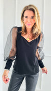 Elegant Shadows Mesh Top-130 Long Sleeve Tops-Jodifl-Coastal Bloom Boutique, find the trendiest versions of the popular styles and looks Located in Indialantic, FL