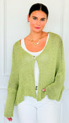 Coastal Breeze Knit Italian Cardigan - Pistachio-150 Cardigans/Layers-Italianissimo/TOSCANA-Coastal Bloom Boutique, find the trendiest versions of the popular styles and looks Located in Indialantic, FL