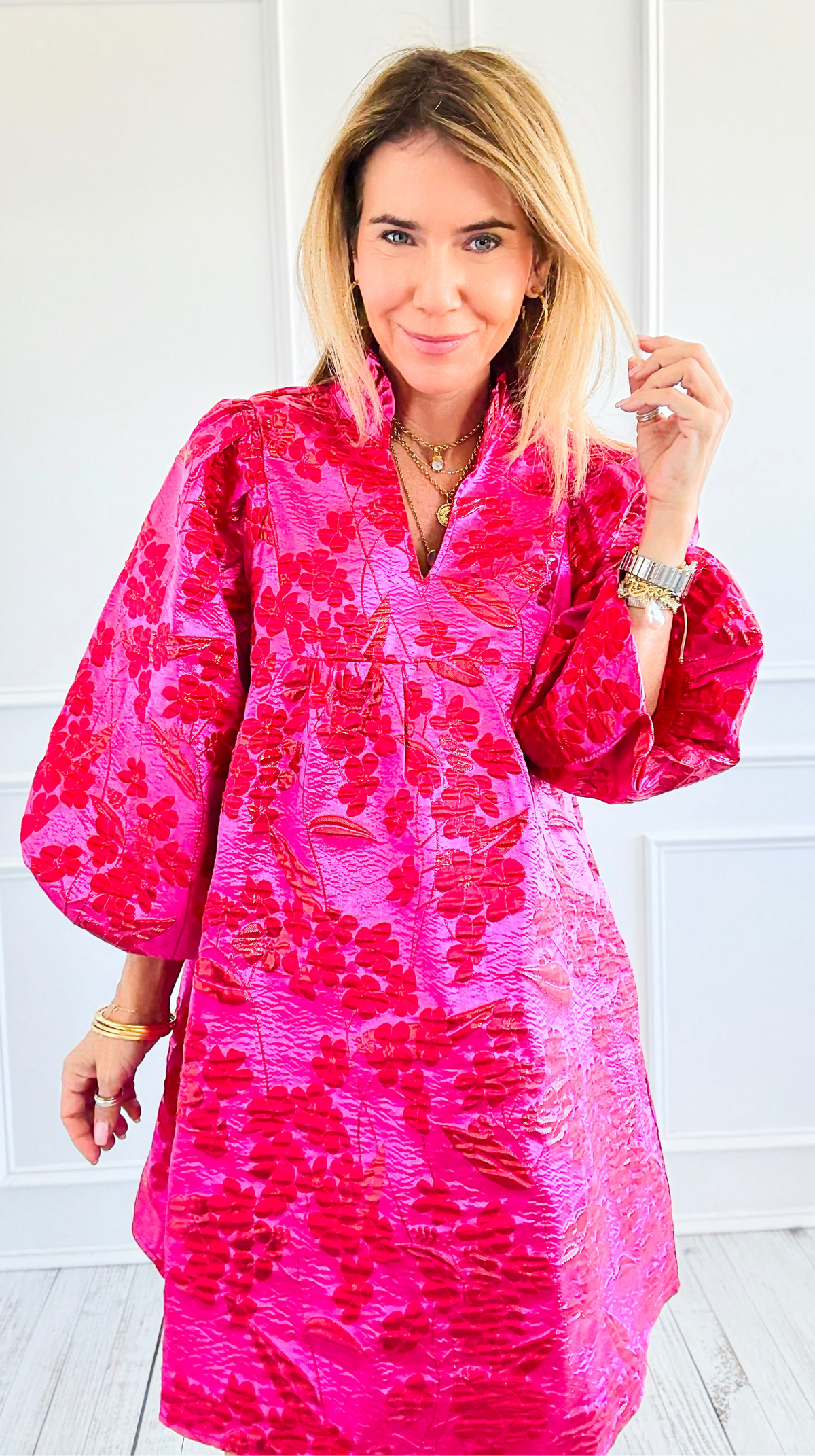 Wild Bloom Jacquard Dress-200 Dresses/Jumpsuits/Rompers-JODIFL-Coastal Bloom Boutique, find the trendiest versions of the popular styles and looks Located in Indialantic, FL