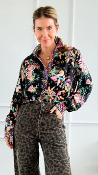 Midnight Garden Button Down Top