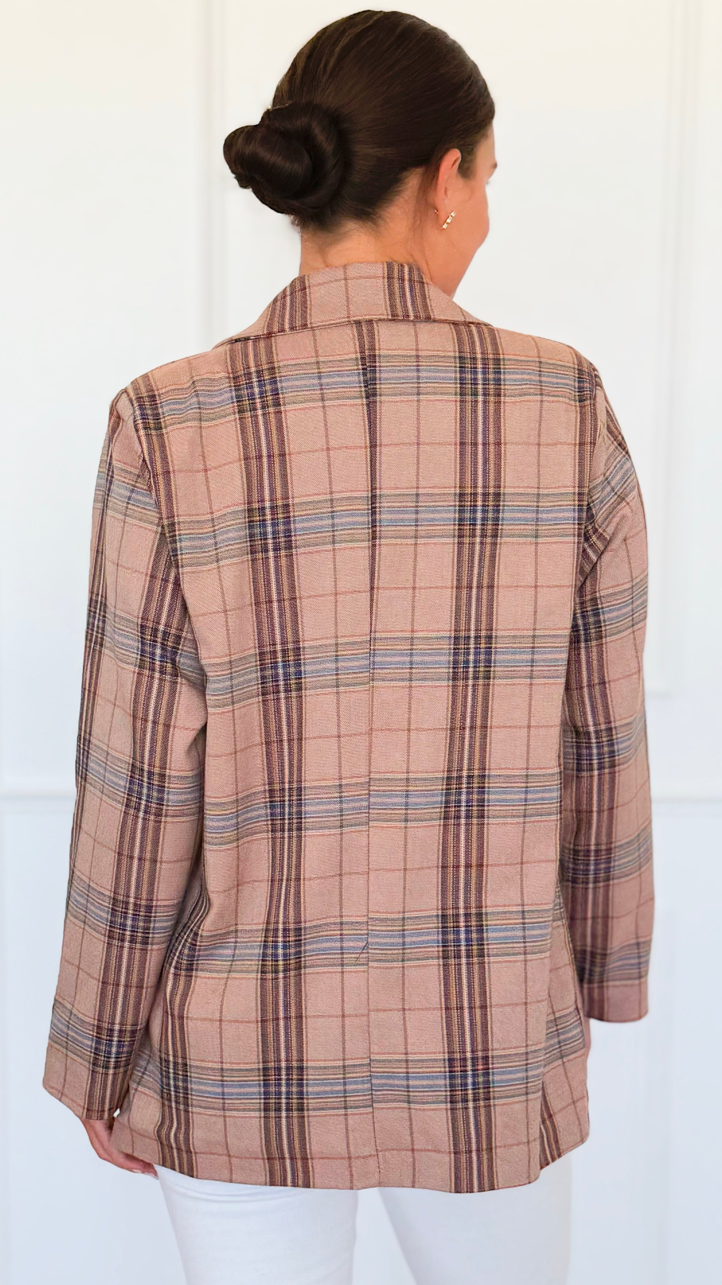 Social Plaid Italian Blazer-160 Jackets-AZUL MONACO-Coastal Bloom Boutique, find the trendiest versions of the popular styles and looks Located in Indialantic, FL