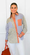 Sunset Picnic Button-Down Top-130 Long Sleeve Tops-ROUSSEAU-Coastal Bloom Boutique, find the trendiest versions of the popular styles and looks Located in Indialantic, FL