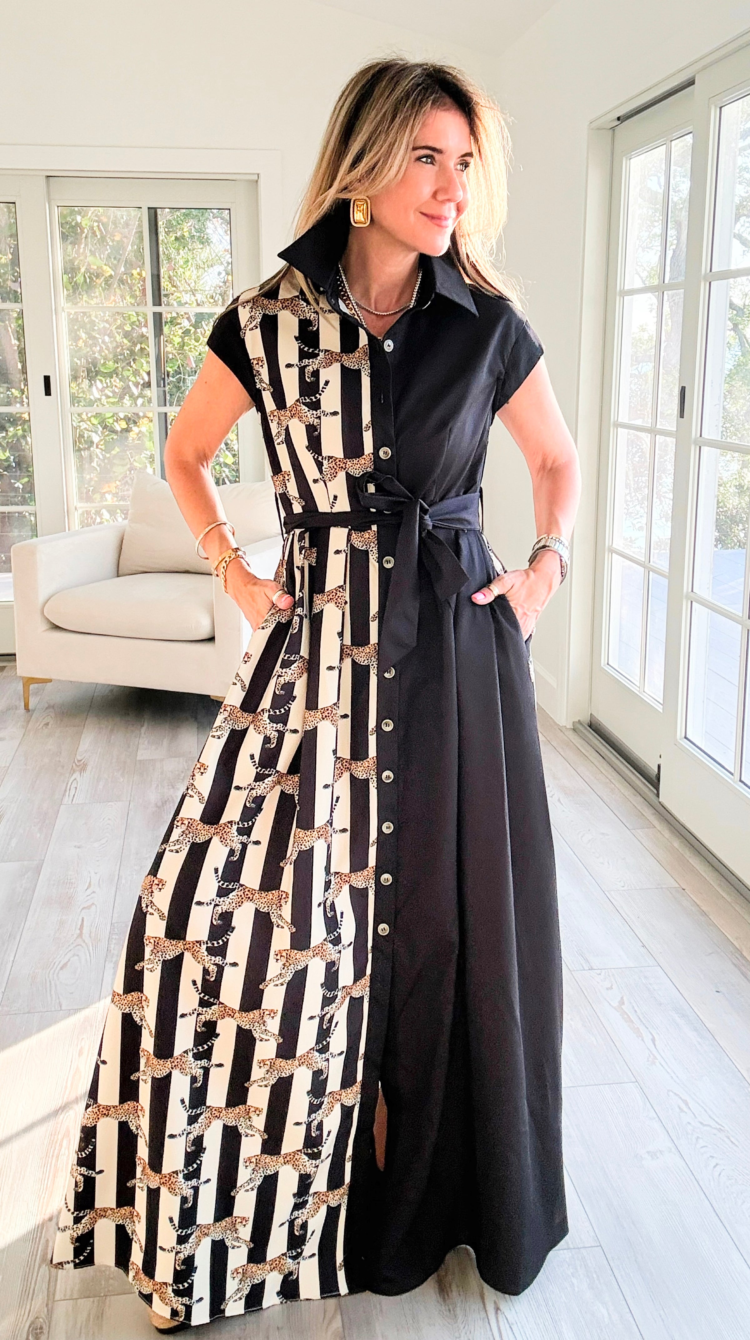 Wild Grace Tie-Front Button Down Dress