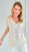 Perfume FlowerShimmer V-Neck Italian Top-110 short Sleeve Top-Italianissimo-Coastal Bloom Boutique, find the trendiest versions of the popular styles and looks Located in Indialantic, FL