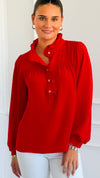 Victorian Muse Ruffle Top - Tomato Red-130 Long Sleeve Tops-JODIFL-Coastal Bloom Boutique, find the trendiest versions of the popular styles and looks Located in Indialantic, FL