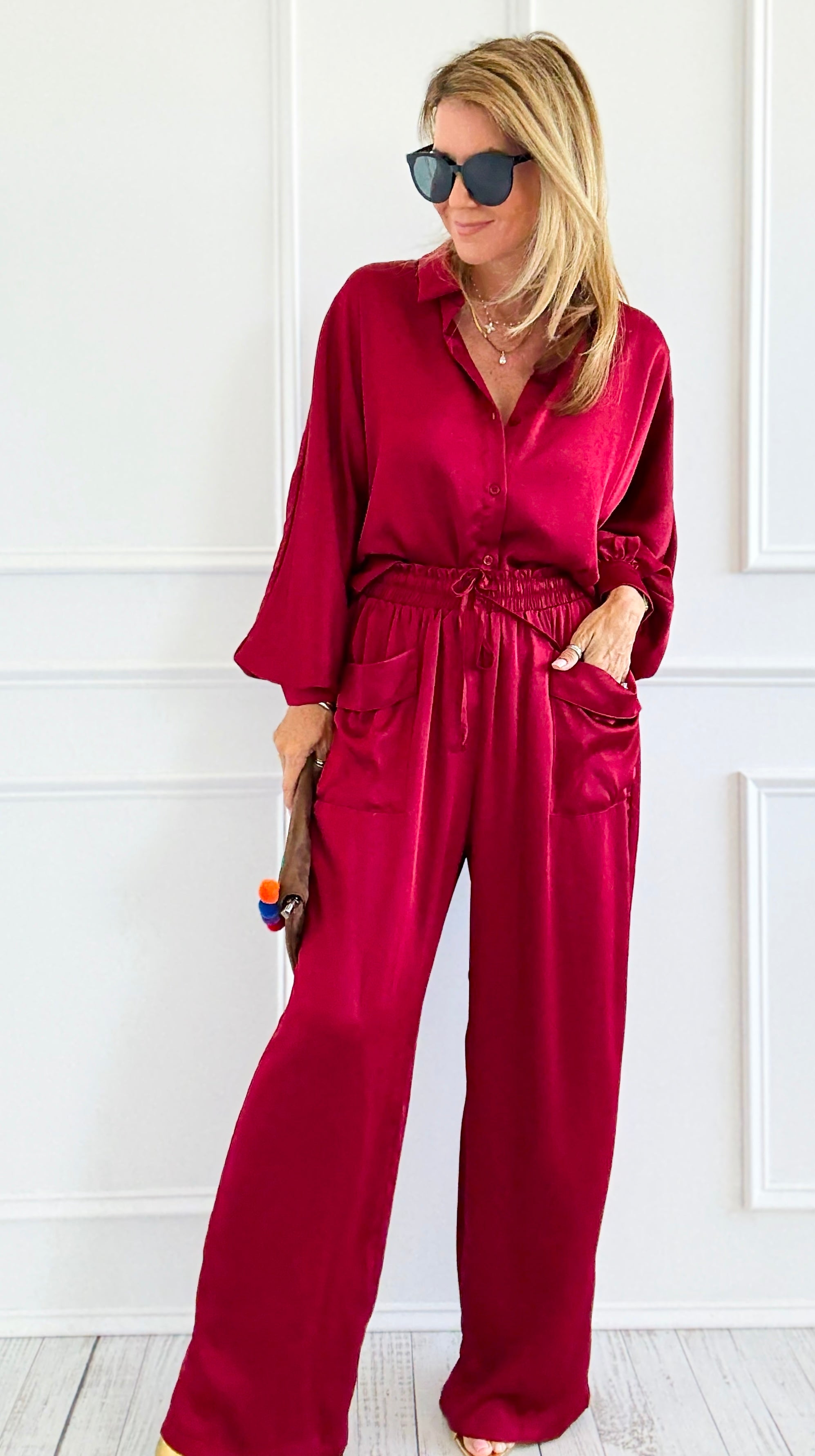 Slow Mornings Set - Burgundy-210 Loungewear/Sets-Jodifl-Coastal Bloom Boutique, find the trendiest versions of the popular styles and looks Located in Indialantic, FL