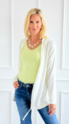 Casual Comfort Open Italian Hoodie- Off White-170 Bottoms-SARL LACOMY-Coastal Bloom Boutique, find the trendiest versions of the popular styles and looks Located in Indialantic, FL