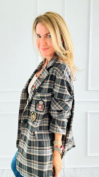 Bee Chic Italian Blazer- Gray-160 Jackets-TATTOO Z-Coastal Bloom Boutique, find the trendiest versions of the popular styles and looks Located in Indialantic, FL