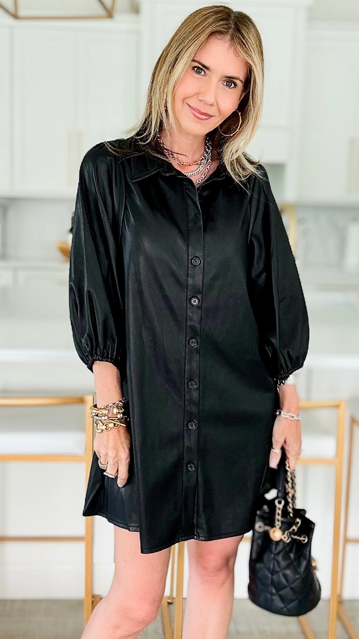 Classic Soft Vegan Leather Tunic - Black-150 Cardigan Layers-Dolce Cabo-Coastal Bloom Boutique, find the trendiest versions of the popular styles and looks Located in Indialantic, FL