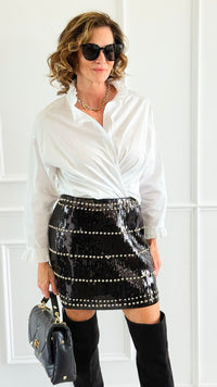 Midnight Glam Sequin Skirt-170 Bottoms-AZUL MONACO-Coastal Bloom Boutique, find the trendiest versions of the popular styles and looks Located in Indialantic, FL