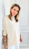 Break Free Italian Sweater Top - Cream-140 Sweaters-Italianissimo-Coastal Bloom Boutique, find the trendiest versions of the popular styles and looks Located in Indialantic, FL