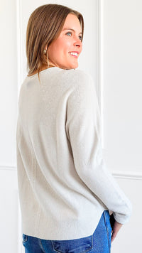 Timeless Comfort Italian Pullover- Oyster-130 Long Sleeve Tops-Italianissimo-Coastal Bloom Boutique, find the trendiest versions of the popular styles and looks Located in Indialantic, FL