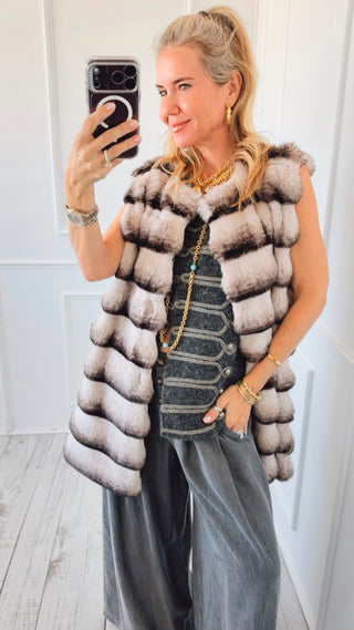 Winter Frost Faux Fur Vest - Gray