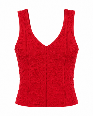 Textured Knit Top - Red