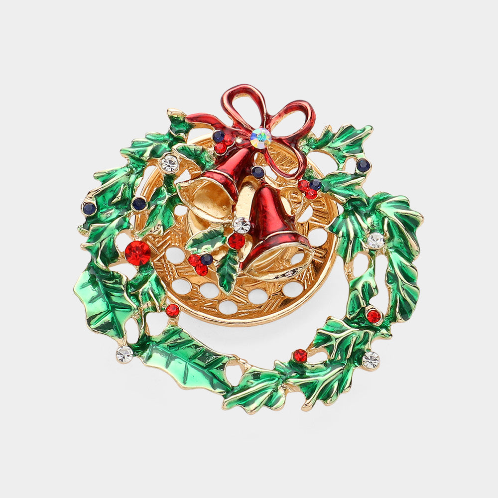 Holiday Wreath Brooch-260 Other Accessories-NYW-Coastal Bloom Boutique, find the trendiest versions of the popular styles and looks Located in Indialantic, FL