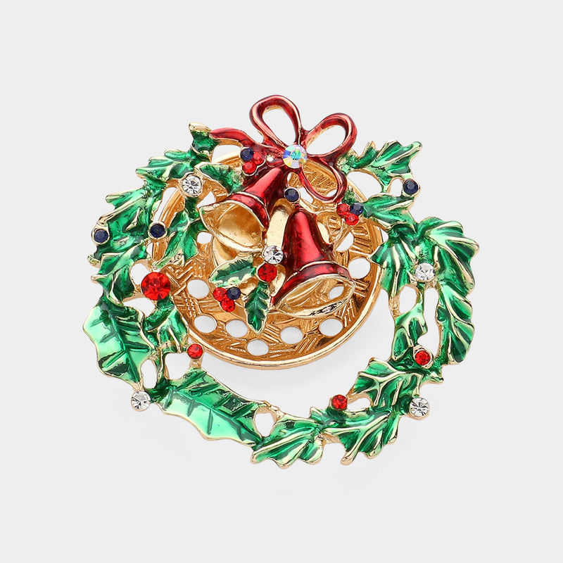 Holiday Wreath Brooch-260 Other Accessories-NYW-Coastal Bloom Boutique, find the trendiest versions of the popular styles and looks Located in Indialantic, FL