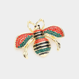 Buzzy Bijou Bee Brooch - Ruby & Emerald-230 Jewelry-NYW-Coastal Bloom Boutique, find the trendiest versions of the popular styles and looks Located in Indialantic, FL
