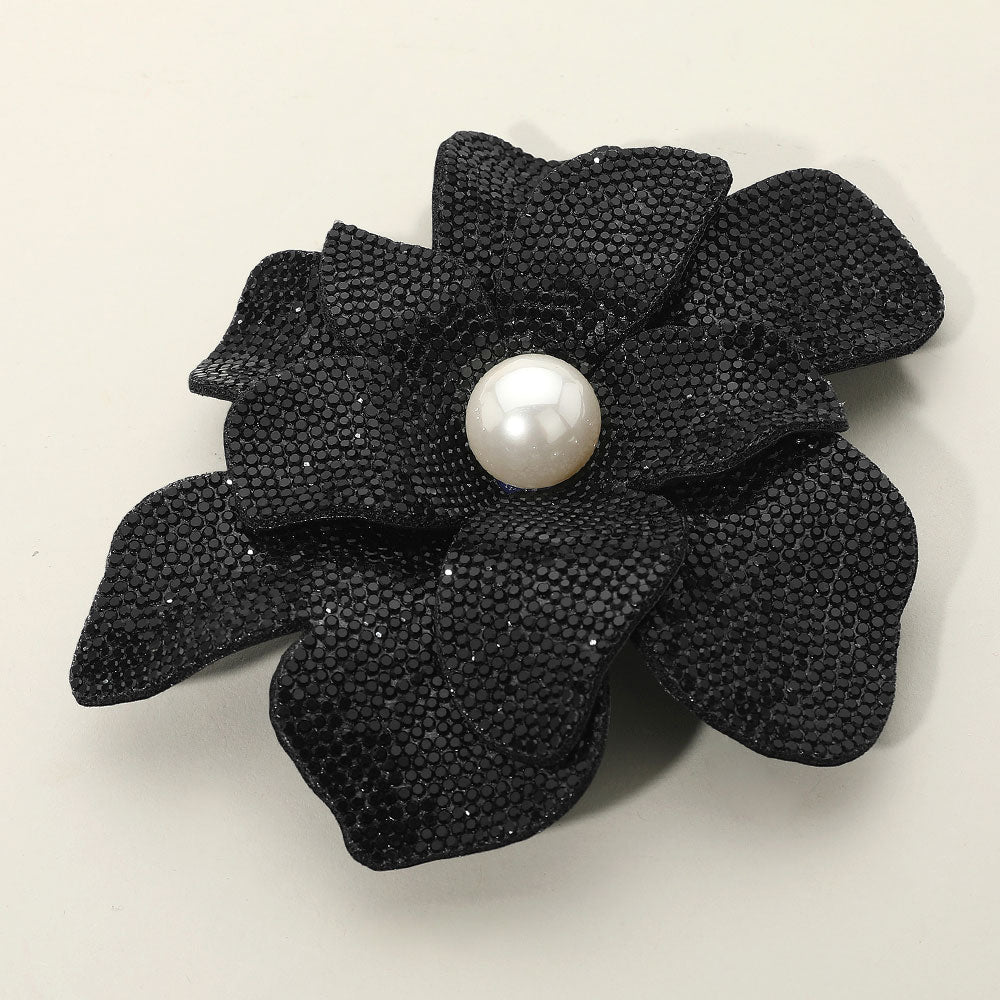Floral Pearl Accent Brooch - Black-230 Jewelry-NYW-Coastal Bloom Boutique, find the trendiest versions of the popular styles and looks Located in Indialantic, FL