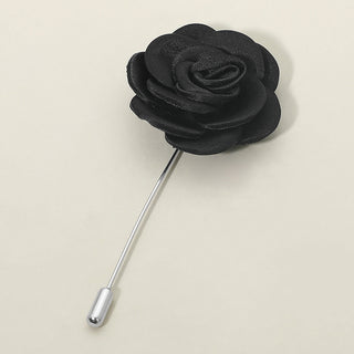 Satin Flower Brooch -  Black