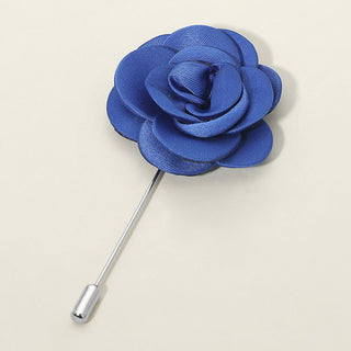 Satin Flower Brooch -  Blue