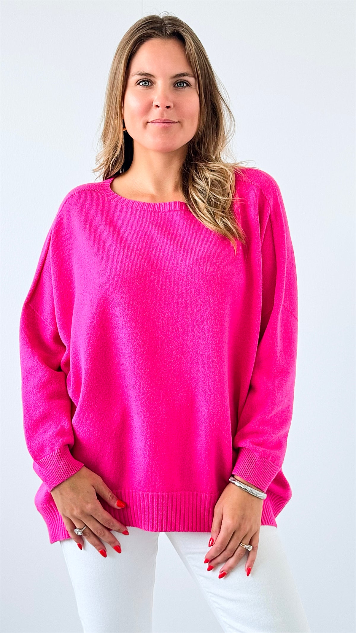 Chic Cozy Italian Sweater- Fuchsia-140 Sweaters-Italianissimo-Coastal Bloom Boutique, find the trendiest versions of the popular styles and looks Located in Indialantic, FL