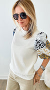 Prowling Puff Sleeves Knit Blouse-110 Short Sleeve Tops-THML-Coastal Bloom Boutique, find the trendiest versions of the popular styles and looks Located in Indialantic, FL