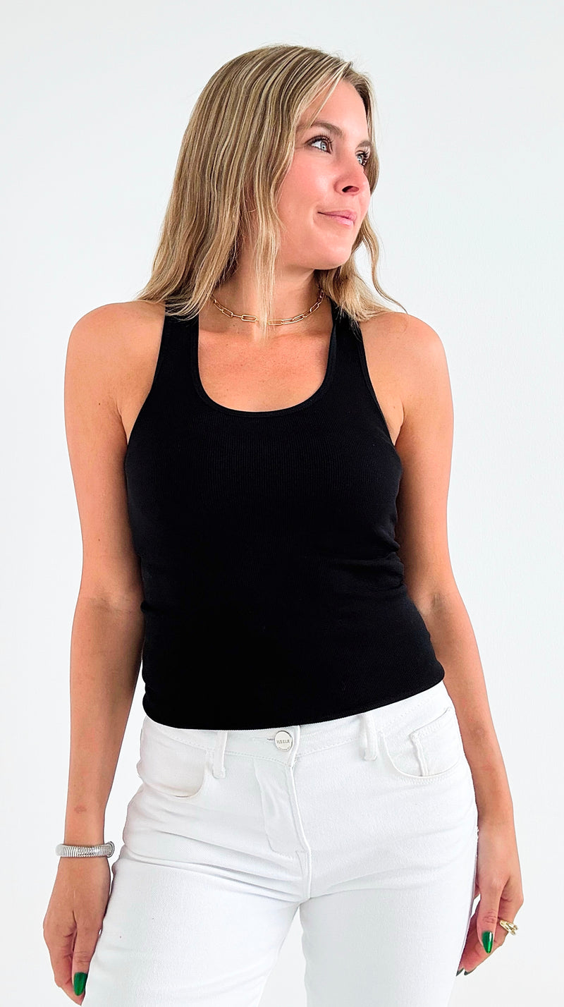 Ribbed Seamless Racerback Top - Black-100 Sleeveless Tops-Love Poem-Coastal Bloom Boutique, find the trendiest versions of the popular styles and looks Located in Indialantic, FL