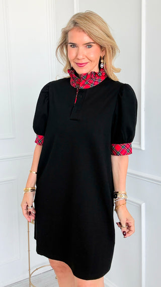 Tartan Plaid Puff Sleeve Dress