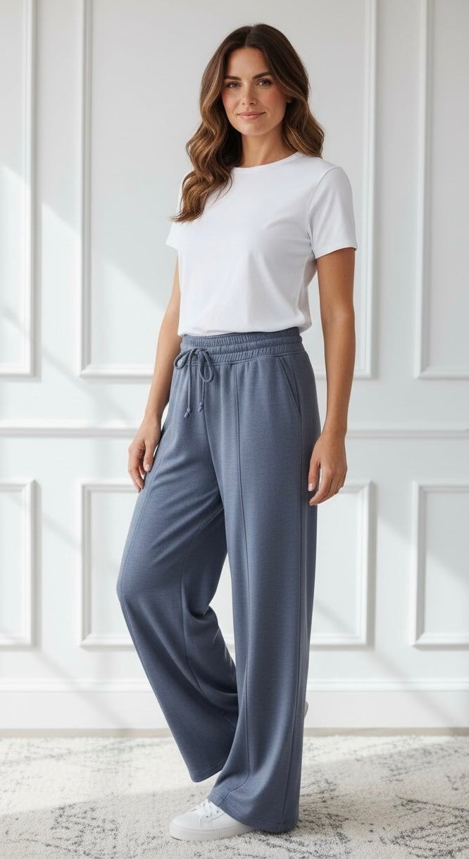 Weekend Ease Wide-Leg Pants - Blue Indigo