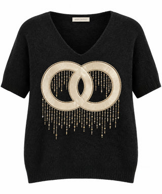 Double Luxe Italian Knit Top- Black