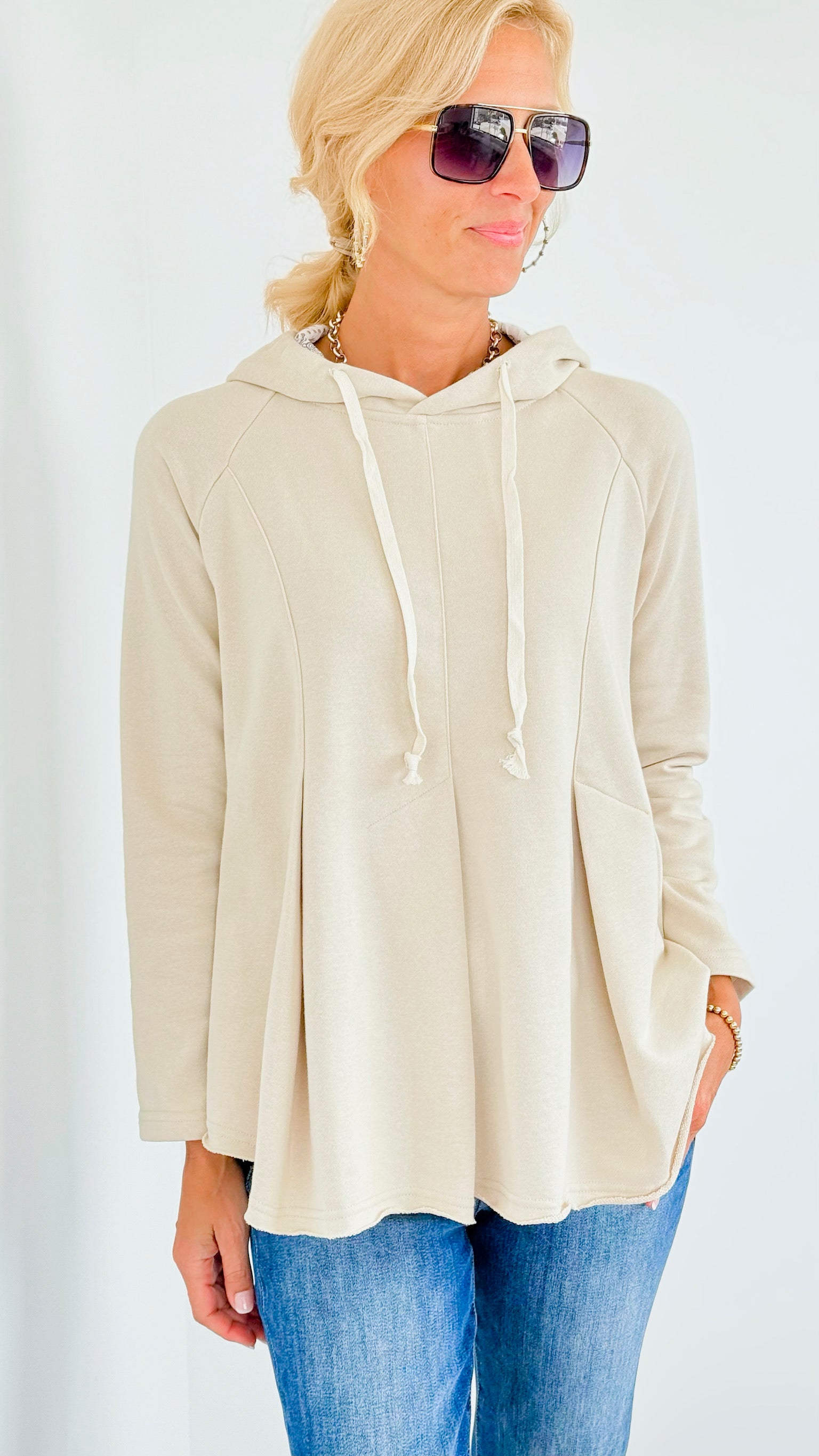 Hooded Raglan Sleeves Sweatshirt-130 Long Sleeve Tops-oddi-Coastal Bloom Boutique, find the trendiest versions of the popular styles and looks Located in Indialantic, FL