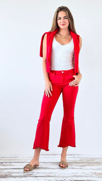 Flare with Edge Crop Pants-190 Denim-Risen-Coastal Bloom Boutique, find the trendiest versions of the popular styles and looks Located in Indialantic, FL