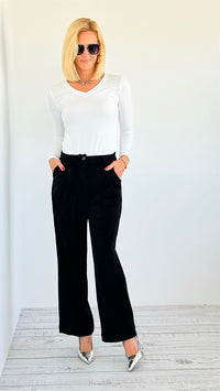 Velvet Aura Wide-Leg Pant-170 Bottoms-Michel-Coastal Bloom Boutique, find the trendiest versions of the popular styles and looks Located in Indialantic, FL